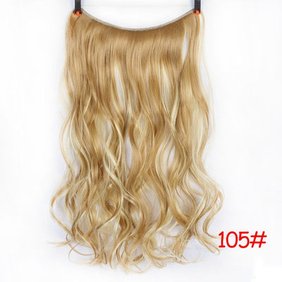 DIFEI 24 inch Long Synthetic Hair Heat Resistant Hairpiece Fish Line Straight Hair Extensions Secret Invisible Hairpieces