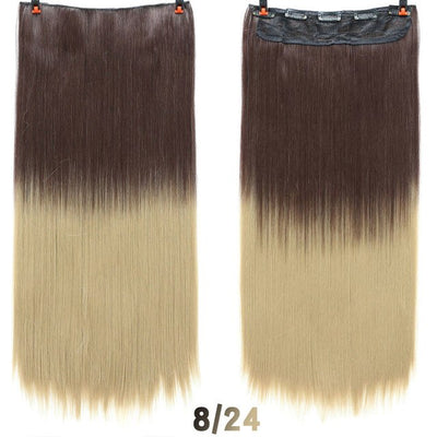 DIFEI 24 - inch straight hair patch women's high temperature fiber patch Hair Extensions Clip In Hair Extensions