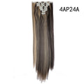 S-noilite 26" 8pcs Long Straight Women Clips in Hair Extension Synthetic Hairpiece Haistyle Heat Resistant White Red Purple