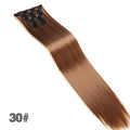 JINKAILI  12colors 24" 16 Clips in Hair Extensions Long Straight Synthetic Black Blonde Hairpieces 6Pcs/Set Heat Resistant False