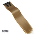 JINKAILI  12colors 24" 16 Clips in Hair Extensions Long Straight Synthetic Black Blonde Hairpieces 6Pcs/Set Heat Resistant False