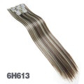 JINKAILI  12colors 24" 16 Clips in Hair Extensions Long Straight Synthetic Black Blonde Hairpieces 6Pcs/Set Heat Resistant False