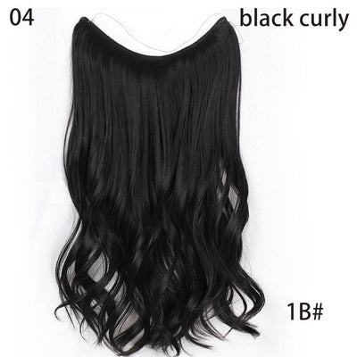 AISI HAIR 22 inch No Clips Invisible in Hair Extensions Secret Fish Line Straight and Wave Synthetic hairs High Tempreture Fribe