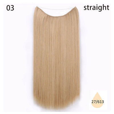 AISI HAIR 22 inch No Clips Invisible in Hair Extensions Secret Fish Line Straight and Wave Synthetic hairs High Tempreture Fribe