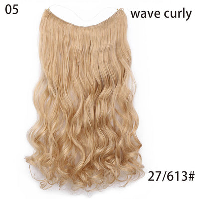 AISI HAIR 22 inch No Clips Invisible in Hair Extensions Secret Fish Line Straight and Wave Synthetic hairs High Tempreture Fribe