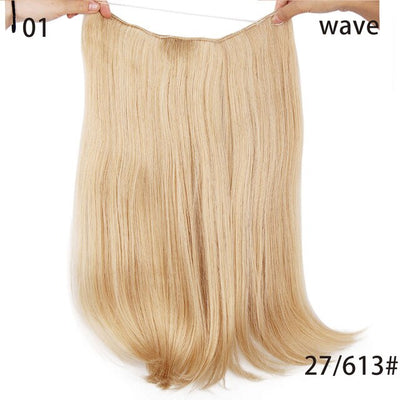 AISI HAIR 22 inch No Clips Invisible in Hair Extensions Secret Fish Line Straight and Wave Synthetic hairs High Tempreture Fribe