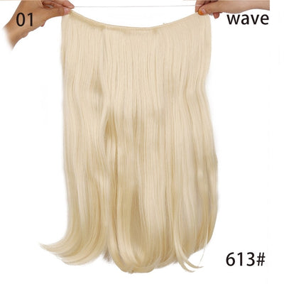AISI HAIR 22 inch No Clips Invisible in Hair Extensions Secret Fish Line Straight and Wave Synthetic hairs High Tempreture Fribe