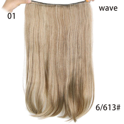 AISI HAIR 22 inch No Clips Invisible in Hair Extensions Secret Fish Line Straight and Wave Synthetic hairs High Tempreture Fribe