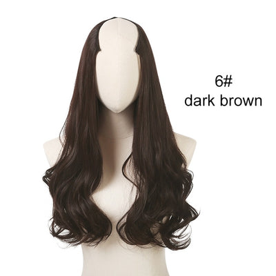 SARLA 24" U-Part Synthetic Hair Extension Clip In Long Thick Curly Natural Blonde Flase Hair Hairpieces For Women Heat Resistant