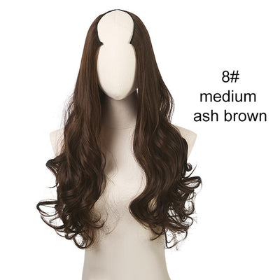 SARLA 24" U-Part Synthetic Hair Extension Clip In Long Thick Curly Natural Blonde Flase Hair Hairpieces For Women Heat Resistant