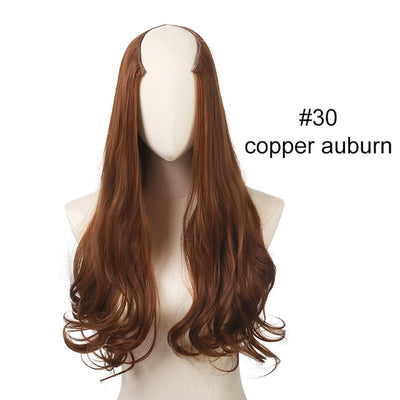 SARLA 24" U-Part Synthetic Hair Extension Clip In Long Thick Curly Natural Blonde Flase Hair Hairpieces For Women Heat Resistant