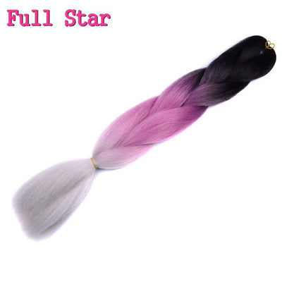 1pack Ombre hair bundles Synthetic Jumbo Braiding Hair Full Star Crochet Blonde Pink Blue Purple Rainbow Fake hair Extensions