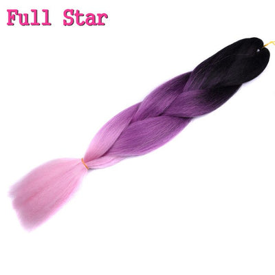 1pack Ombre hair bundles Synthetic Jumbo Braiding Hair Full Star Crochet Blonde Pink Blue Purple Rainbow Fake hair Extensions
