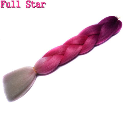 1pack Ombre hair bundles Synthetic Jumbo Braiding Hair Full Star Crochet Blonde Pink Blue Purple Rainbow Fake hair Extensions