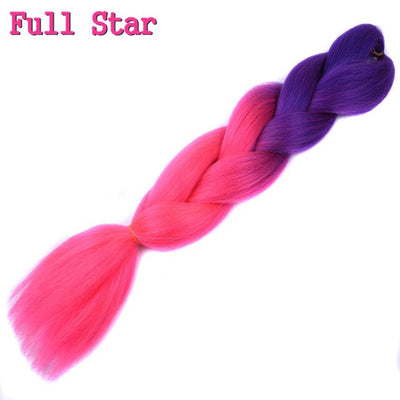 1pack Ombre hair bundles Synthetic Jumbo Braiding Hair Full Star Crochet Blonde Pink Blue Purple Rainbow Fake hair Extensions