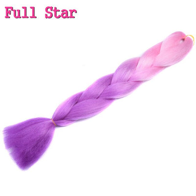 1pack Ombre hair bundles Synthetic Jumbo Braiding Hair Full Star Crochet Blonde Pink Blue Purple Rainbow Fake hair Extensions