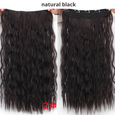 AISI BEAUTY Long Clips in Hair Extension Synthetic Natural Hair Water Wave Blonde Black 22" 28'' For Women Hairpieces