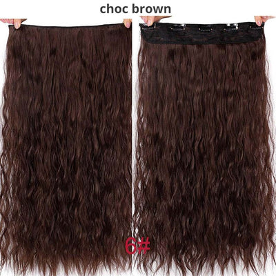 AISI BEAUTY Long Clips in Hair Extension Synthetic Natural Hair Water Wave Blonde Black 22" 28'' For Women Hairpieces