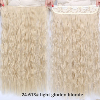 AISI BEAUTY Long Clips in Hair Extension Synthetic Natural Hair Water Wave Blonde Black 22" 28'' For Women Hairpieces