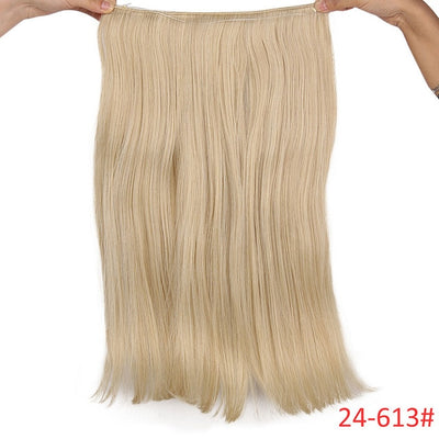 AISI BEAUTY Natural No Clips in Hair Extensions Long Synthetic Fish Line Straight Hair Extensions Secret Invisible Hairpieces