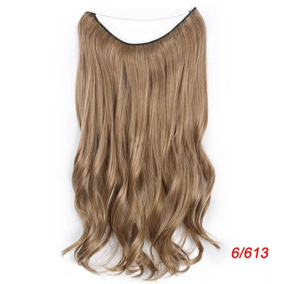 AISI BEAUTY Natural No Clips in Hair Extensions Long Synthetic Fish Line Straight Hair Extensions Secret Invisible Hairpieces