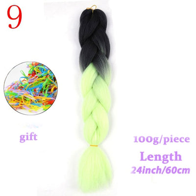 MERISIHAIR Long Ombre Kanekalon Jumbo Synthetic Woven Hair Crochet Yellow Pink Purple Gray Hair Extension Oversized Tweezers