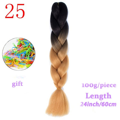 MERISIHAIR Long Ombre Kanekalon Jumbo Synthetic Woven Hair Crochet Yellow Pink Purple Gray Hair Extension Oversized Tweezers