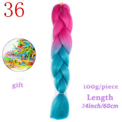 MERISIHAIR Long Ombre Kanekalon Jumbo Synthetic Woven Hair Crochet Yellow Pink Purple Gray Hair Extension Oversized Tweezers