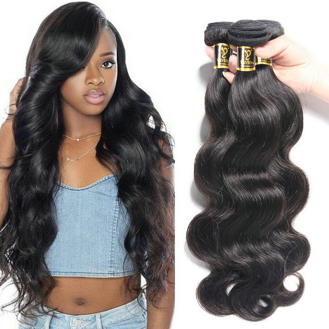 Yavida Indian Hair Body Wave Hair Bundles Natural Color 100% Human Hair Weave Bundles  Non-Remy Hair Extension 1/3 Piece