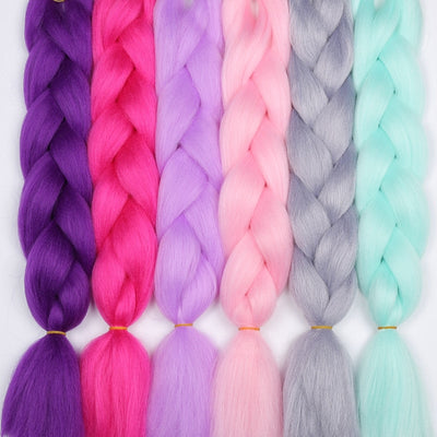 MERISIHAIR 24inch Ombre  Synthetic Crochet Hair Extensions Jumbo Braids Hairstyles Pink  Red Blue Braiding Hair