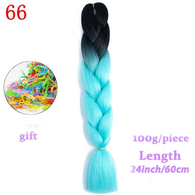 MERISIHAIR 24inch Ombre  Synthetic Crochet Hair Extensions Jumbo Braids Hairstyles Pink  Red Blue Braiding Hair