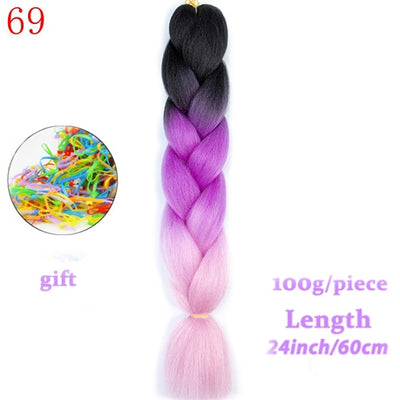 MERISIHAIR 24inch Ombre  Synthetic Crochet Hair Extensions Jumbo Braids Hairstyles Pink  Red Blue Braiding Hair