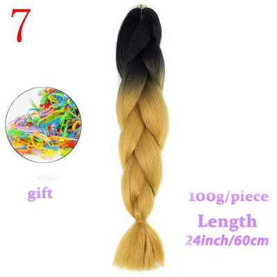 MERISIHAIR 24inch Ombre  Synthetic Crochet Hair Extensions Jumbo Braids Hairstyles Pink  Red Blue Braiding Hair