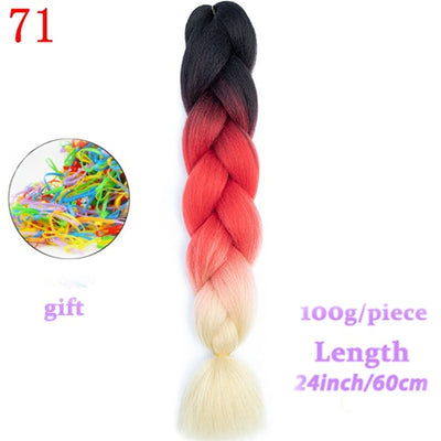MERISIHAIR 24inch Ombre  Synthetic Crochet Hair Extensions Jumbo Braids Hairstyles Pink  Red Blue Braiding Hair