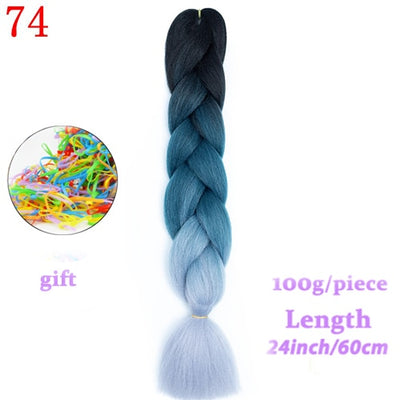 MERISIHAIR 24inch Ombre  Synthetic Crochet Hair Extensions Jumbo Braids Hairstyles Pink  Red Blue Braiding Hair