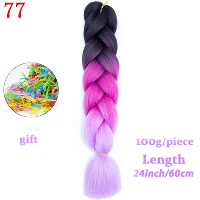 MERISIHAIR 24inch Ombre  Synthetic Crochet Hair Extensions Jumbo Braids Hairstyles Pink  Red Blue Braiding Hair