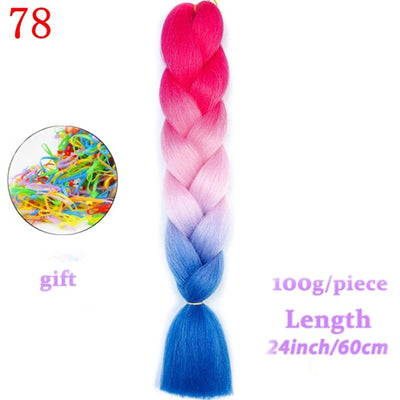 MERISIHAIR 24inch Ombre  Synthetic Crochet Hair Extensions Jumbo Braids Hairstyles Pink  Red Blue Braiding Hair