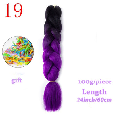 MERISIHAIR 24inch Ombre  Synthetic Crochet Hair Extensions Jumbo Braids Hairstyles Pink  Red Blue Braiding Hair