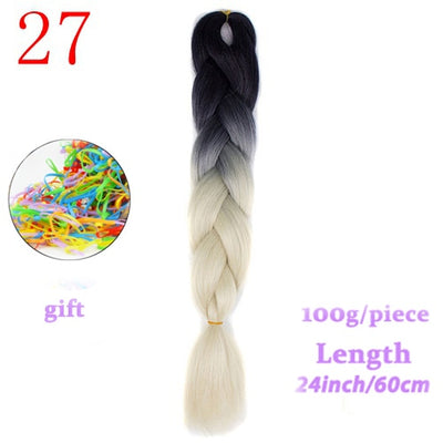 MERISIHAIR 24inch Ombre  Synthetic Crochet Hair Extensions Jumbo Braids Hairstyles Pink  Red Blue Braiding Hair