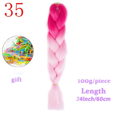 MERISIHAIR 24inch Ombre  Synthetic Crochet Hair Extensions Jumbo Braids Hairstyles Pink  Red Blue Braiding Hair