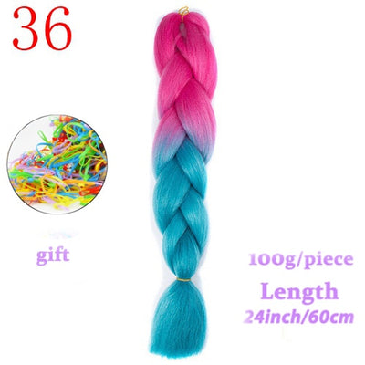 MERISIHAIR 24inch Ombre  Synthetic Crochet Hair Extensions Jumbo Braids Hairstyles Pink  Red Blue Braiding Hair