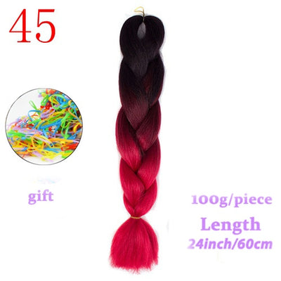 MERISIHAIR 24inch Ombre  Synthetic Crochet Hair Extensions Jumbo Braids Hairstyles Pink  Red Blue Braiding Hair