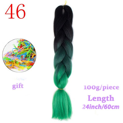 MERISIHAIR 24inch Ombre  Synthetic Crochet Hair Extensions Jumbo Braids Hairstyles Pink  Red Blue Braiding Hair