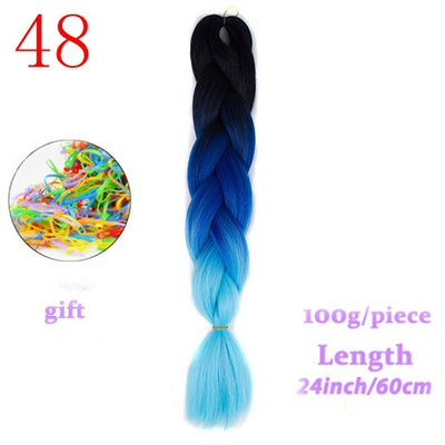 MERISIHAIR 24inch Ombre  Synthetic Crochet Hair Extensions Jumbo Braids Hairstyles Pink  Red Blue Braiding Hair