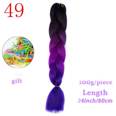 MERISIHAIR 24inch Ombre  Synthetic Crochet Hair Extensions Jumbo Braids Hairstyles Pink  Red Blue Braiding Hair