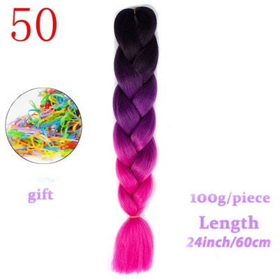 MERISIHAIR 24inch Ombre  Synthetic Crochet Hair Extensions Jumbo Braids Hairstyles Pink  Red Blue Braiding Hair