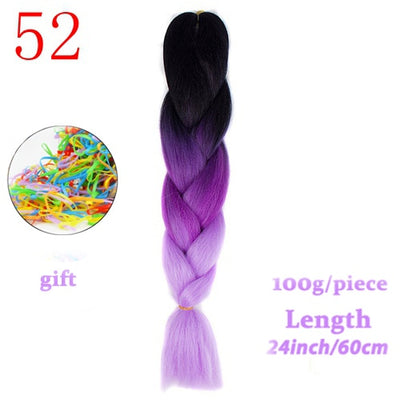 MERISIHAIR 24inch Ombre  Synthetic Crochet Hair Extensions Jumbo Braids Hairstyles Pink  Red Blue Braiding Hair