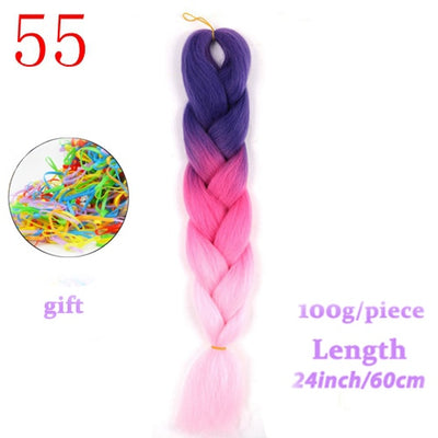 MERISIHAIR 24inch Ombre  Synthetic Crochet Hair Extensions Jumbo Braids Hairstyles Pink  Red Blue Braiding Hair