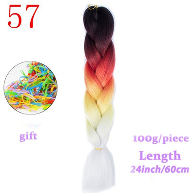 MERISIHAIR 24inch Ombre  Synthetic Crochet Hair Extensions Jumbo Braids Hairstyles Pink  Red Blue Braiding Hair