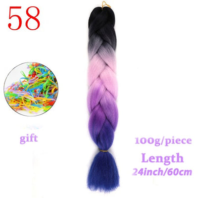 MERISIHAIR 24inch Ombre  Synthetic Crochet Hair Extensions Jumbo Braids Hairstyles Pink  Red Blue Braiding Hair